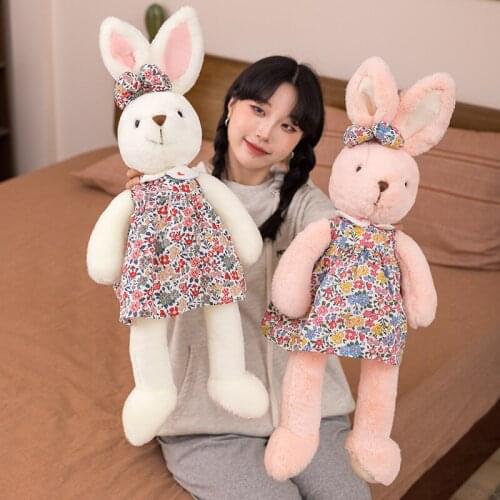 1pc 60/80/100cm Kawaii Flower Skirt Rabbit Plush Toys Dolls Stuffed Soft Animal Rabbit Pillow Birthday Appease Gift for Girls