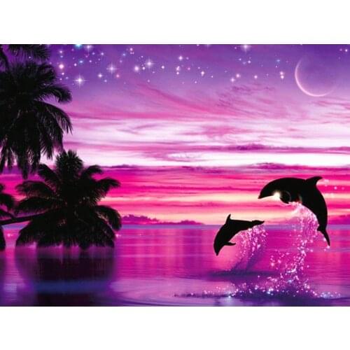 Canvas Size Full Square&Round Diamond Painting Dolphin 5d DIY Diamond Embroidery Decoration Home Art Kit