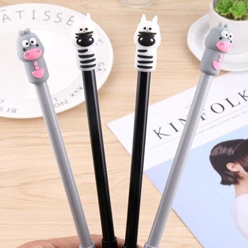 36PCS Cartoon Creative Cow Styling Soft Glue Head Neutral Pen Pull Cap-type Black Water-type Pen Stationery