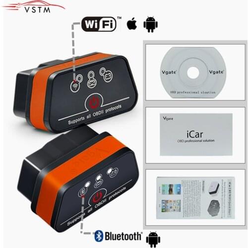 Vgate iCar 2 Bluetooth/Wifi Version ELM327 OBD2 Code Reader iCar2 For Android/ PC ELM 327 V 2.1 OBDII iCar 2 II WI FI Scan