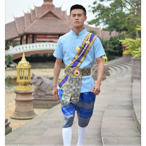 Southeast Asia Thailand Traditional Clothing Songkran Costume Short Sleeve Shirt Bloomers Spring Summer Suits Thai Ethnic Style