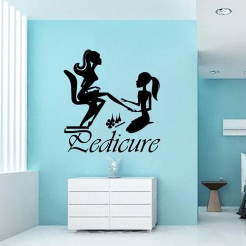 Nail Studio Wall Sticker Pedicure Sign Window Vinyl Decals Beauty Salon Decoration Nail Art Wallpaper Pedicure Vinyl Art AY1715