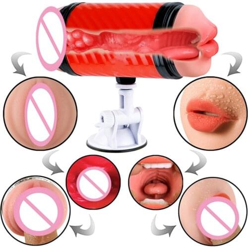 Vagina Selling Double-headed Jet Cup Vibrating Blowjob Double-hole Masturbator Adult Erotic Sex Products Pussy Juguetes Sexuales