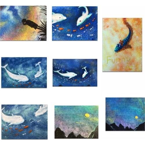 Vintage Abstract Fish Ocean Oil Painting Poster Canvas Print Painting Wall Art Living Room Home Decoration