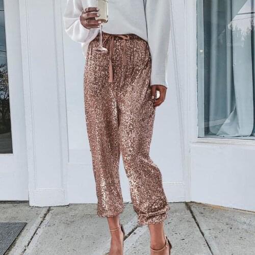 Vintage Pants Women KALENMONS High Waist Pocket Sequin Autumn Harajuku Korean Trousers Baggy Elegant Work Streetwear Sweatpants