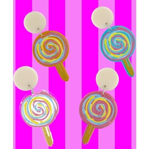 Funny Aesthetic Sweet Multicolor Lollipop Korean Earrings Ins Vintage 90s Y2K Acrylic Earrings for Women Fashion Jewelry New