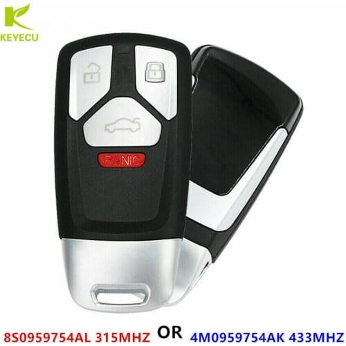 KEYECU Replacement Smart Remote Key Fob 4 Button 8S0959754 AL-315MHZ,4M0959754AK-433MHZ for Audi 2017-up A4 A5 Q7, 2016-Up TT