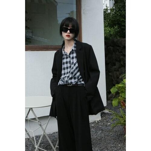 Womens suit jacket female spring and autumn retro two-piece Korean style fashion temperament v-neck office suit suit suit pants
