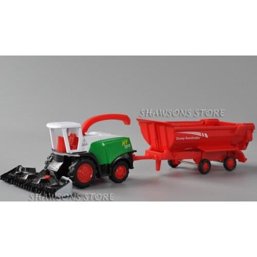 1:30 Diecast Farm Vehicle Model Toys Harvester Reaper Truck w/ Dump Semitrailer Miniature Replica