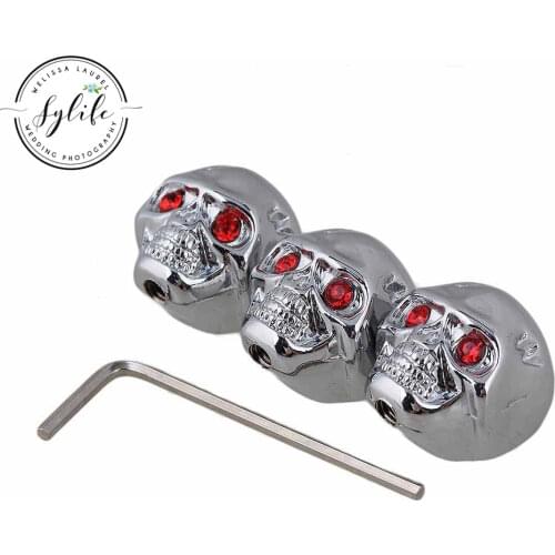 1 set of 3 Skull Head Guitar Volume Tone Control Knob Silver