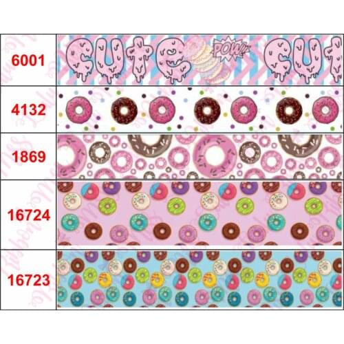 16mm-75mm Colorful Doughnut Dots Sweet Candy Printed Grosgrain/Foe Ribbon Cute Pow DIY Hair Bowknots Party Decor 50yards/roll