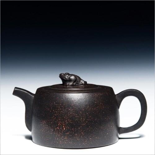 210ML Yixing Authentic Purple Clay Teapot Handwork Toad Art Tea Kettle Home Teaware Drinkware Puer Zisha Pot for Birthday Gifts