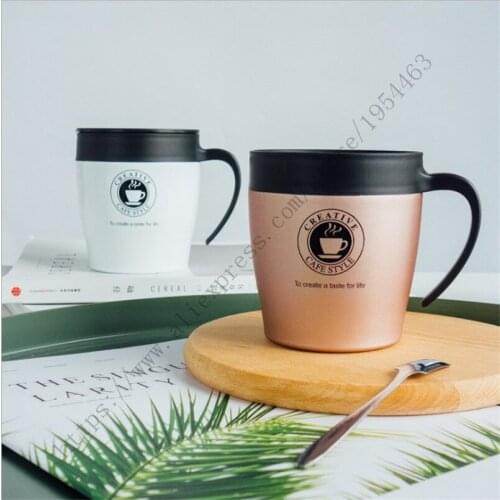 330ml 304 Stainless Steel coffee mug Food Grade PC with a small spoon together