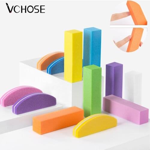 5pcs/set Sponge Nail File Colorful Sanding Buffer UV Gel Polish Set Sanding Nail Polishing Block Nail Files Double Side Nail Art
