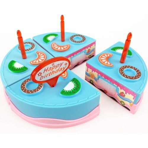 9PCS DIY Birthday Cake Cutting Pretend Play House Food Set Pink Blue Colors Educational Kitchen Toys Gift for Girls Kid Children