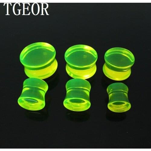 FREE Piercing body jewelry 1 Pair mixed gauges clear GREEN ear expander saddle acrylic ear plug