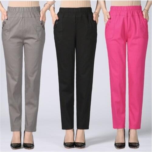 Plus Size 5XL High Waist Stretch Long Pants Women Cotton Straight Trousers Women Pantalon Femme Work Office Ladies Pants PZ2124