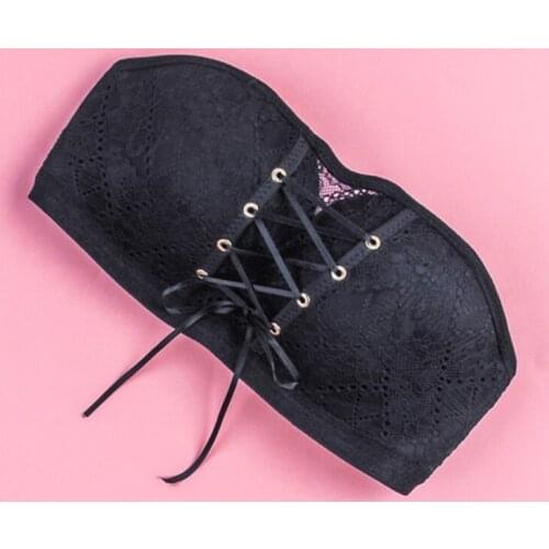 2021 Valentines Day Sexy Summer Women Elastic Strapless Bra Lace Tube Top Bandeau Crop Tank Seamless Padded Underwear