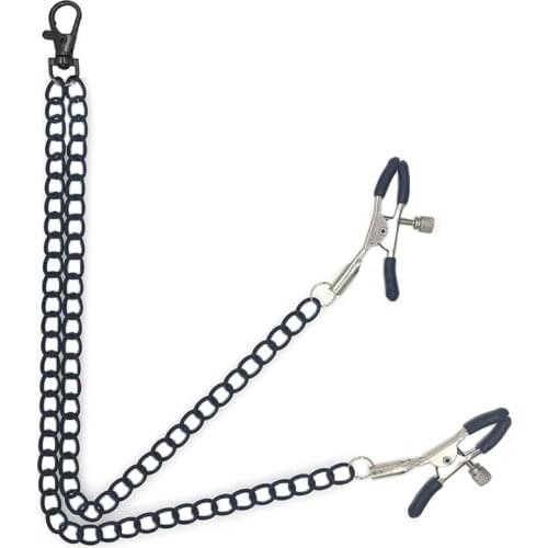 Black Chain Adjustable Nipple Clamps Sex Foreplay Stimulate Nipple Clips Clamp Painless Adult Sex Toys For Couples Women