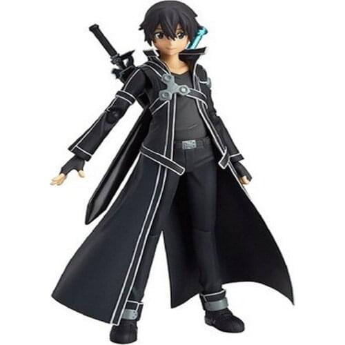 Sword Art Online Action Figure SAO Kirito Figma 174 Model Doll With Sword Weapon Toy Collectible Birthday Gifts Hot Sell 14cm