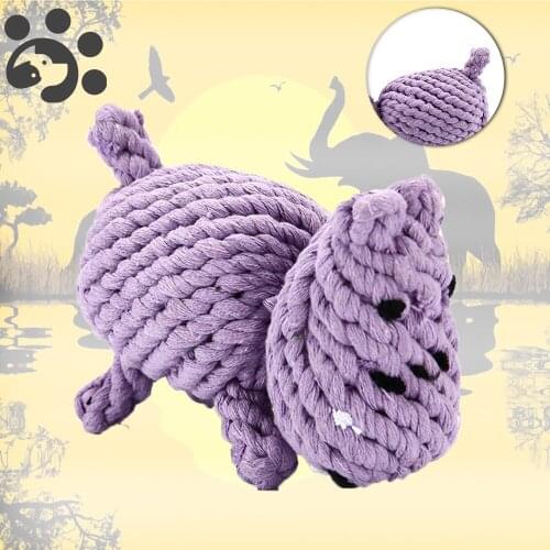 Dog Pet Toys For Tooth Cleaning And Molar Dog Pet Chew Interactive Toys Durable Cotton Ropes Knot Hippo Shape Toy TY0101