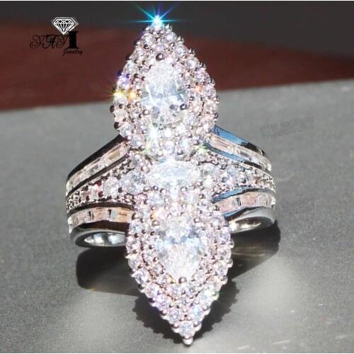 YaYI Fine Jewelry Fashion Princess Claw Set Cut White Cubic Zirconia Silver Color Engagement Wedding Party Leaves Gift Rings