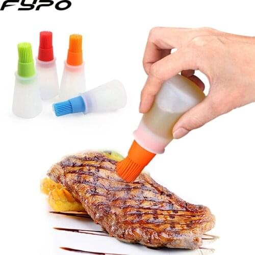 Oil Brush Oil Storage Bottles Silicone Oil Bottle Brush for Barbecue Cooking Baking Pancake BBQ Tools Kitchen Accessories