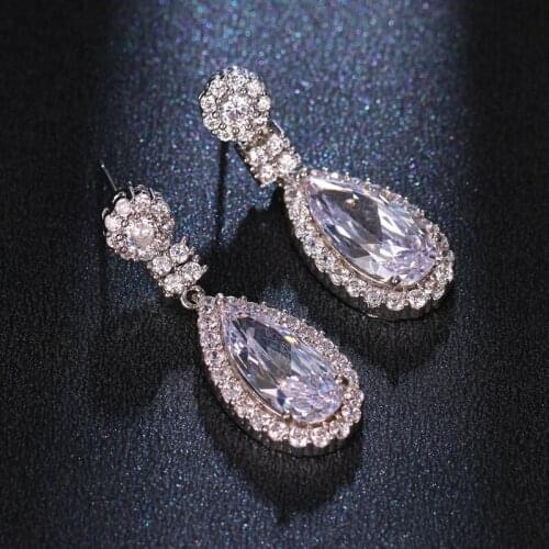 ORZTOON Korean Trend Big Drop Zircon Earrings For Women Personality Banquet Engagement Wedding Bridal Earrings Fashion Jewelry
