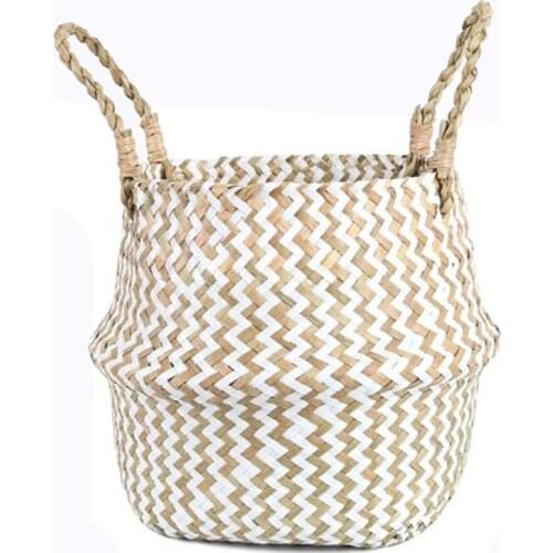 Seagrass Belly Basket for Storage,Plant Basket,Laundry,Grocery and Woven Straw Plant Pots Cover Indoor Decorative