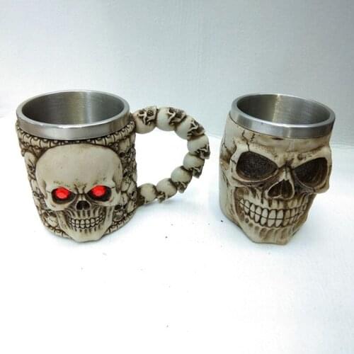 Death Mug Personality Drinking Cup Creative 3d Stereo Stainless Steel Ghost Head Skull Mug BEST Birthday Halloween Gift