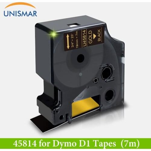 19mm Printer Ribbon Gold on Black 45814 Compatible Dymo D1 Label Tape 45813 for Dymo Labeller LabelManager LabelPoint Typewriter