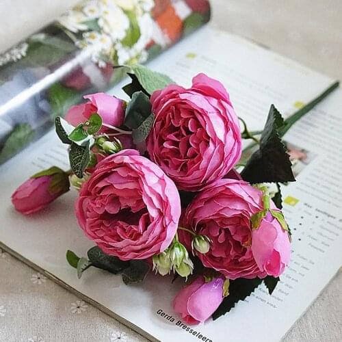 Fashion Korean 5 Philippe Roses Artificial Flower Fake Flower Home Wedding Photography Handmade Bouquet