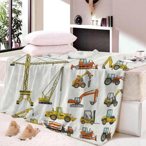 Excavator Soft Thin Nap blanket Velvet Plush Beach Towel For Children Blanket Throws Summer bedsheet Travel Dropship Custom