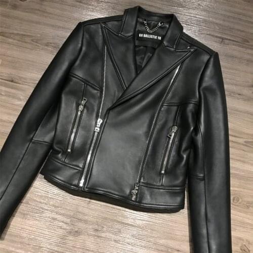 Real women genuine ladies leather jacket natural sheepskin thick and soft