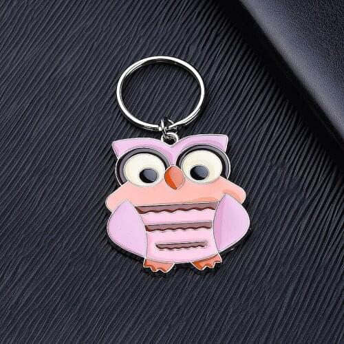 New Arrival Zinc Alloy Material Car Accessory Key Chain Animal Keyring Owl Keychain Drip Oil Chaveiro Bird Llavero Birthday Gift