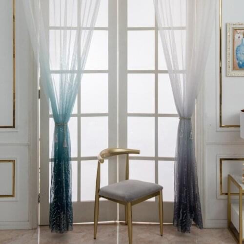 New Design Tulle Sheer Embroidered Gradient Window Curtains for Home Living Room Bedroom Decoration in the Kitchen Cafe Curtain