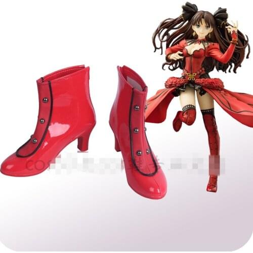 Anime shoe Fate Grand Order FGO Tohsaka Rin red short women boots A