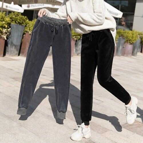 2020 Thicken Woman Pants Streetwear Sweatpants Women Joggers Trousers Women Winter Warm Pants Leggings Femme Pantalon WPY1829