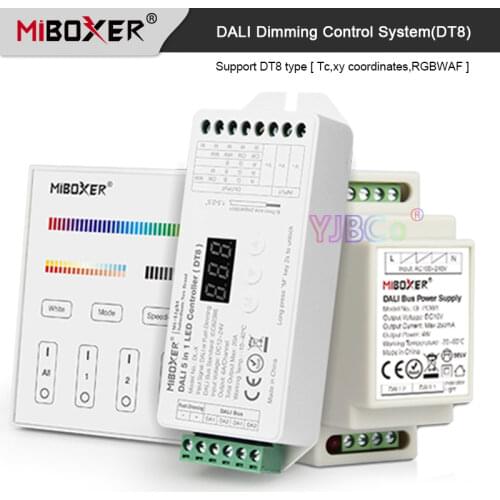 Miboxer DALI Dimming Control System(DT8) 86 touch panel DALI 5 in 1 LED Controller DALI Bus Power Supply DIN Rail for LED lamps