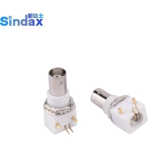 Sindax BNC RF Connectors BNC Female Nut Bulkhead Right Angle PCB Mount RF Connector 10pcs/lot
