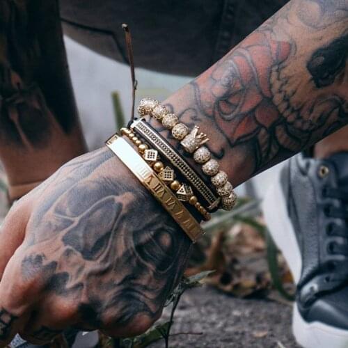 Luxury Roman Royal Crown Charm Bracelet Men Fashion 2020 New Gold Braided Adjustable Men Bracelet For Hip Hop Jewelry Gift
