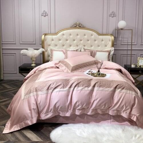 Pink New luxury Digital Printing 100S Egyptian cotton Royal Bedding sets Queen King Duvet cover Bed sheet set Pillowcases 4pcs