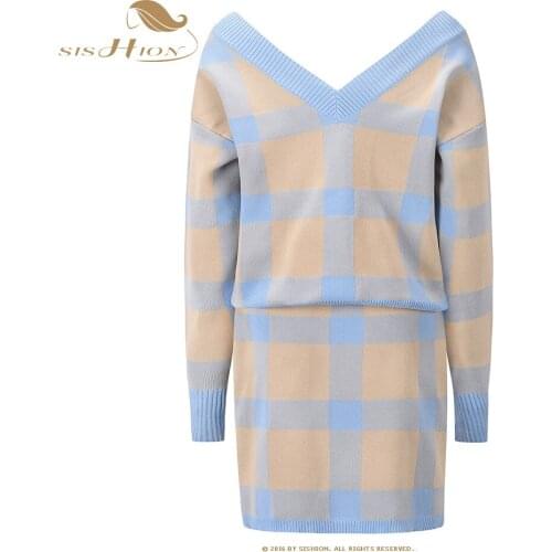 Модные вязаные платья Sishion China At AliExpress