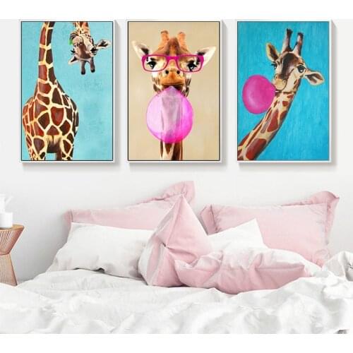 Modern Home Decor Lovely Giraffe Pictures Wall Art Canvas Painting Posters and Prints Wall Pictures for Living Room Decoration