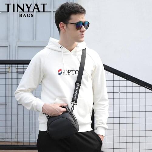 TINYAT Mens Bags Light Shoulder Bag For PU leather Crossbody Bags Waterproof Business Shoulder bag for men 0.13kg