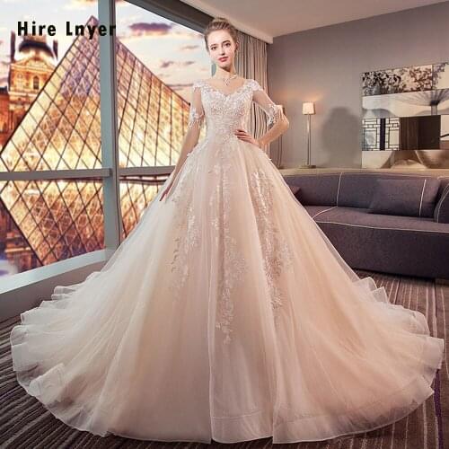 Robe De Mariage Custom Made V-neck Short Sleeve Appliques A-line Bridal Wedding Dress Plus Size China Shop Online Gelinlik