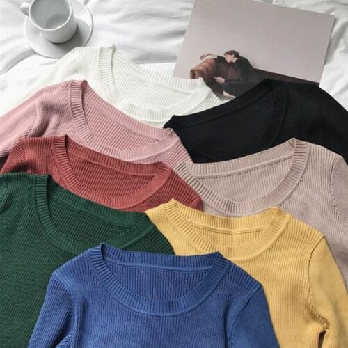 Sweater women pullover slim o-neck warm sweaters knitted korean jumper fashion women clothes pull femme poleras sueter 2020