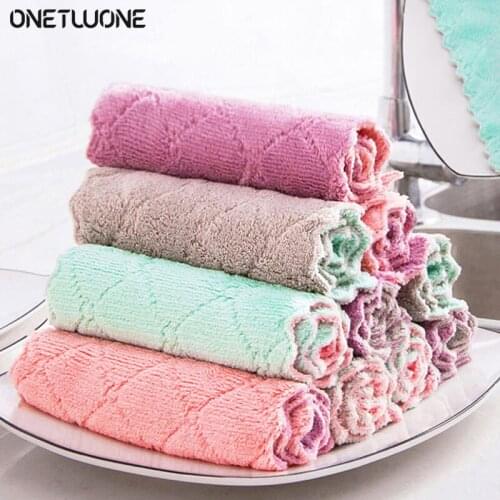 10 pcs Rag Cleaning Cloth For Washing Dishs Kitchen Supplies Kitchen Double Side Absorbent Dishcloth Special Soft Cleaning Tool