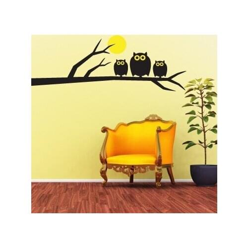 Owl On Tree Full Moon Bedroom Living Room Decor Mural Art Vinyl Wall Sticker Window Decoration Decal custom made fashion design