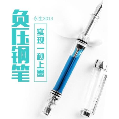 Wing Sung 3013 Transparent Vaccum Fountain Pen EF/F Nib Ink Pen